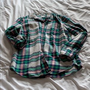 Pink & green plaid button down